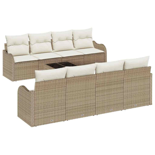 Garten-Sofa-Set 9 pcs Beige 55 x 55 x 37 cm Poly Rattan