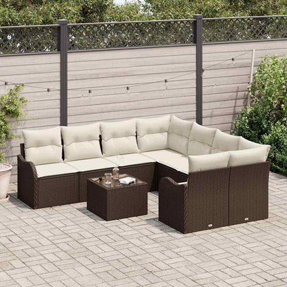 Garten-Sofa-Set 9 pcs Braun 55 x 55 x 37 cm Poly Rattan
