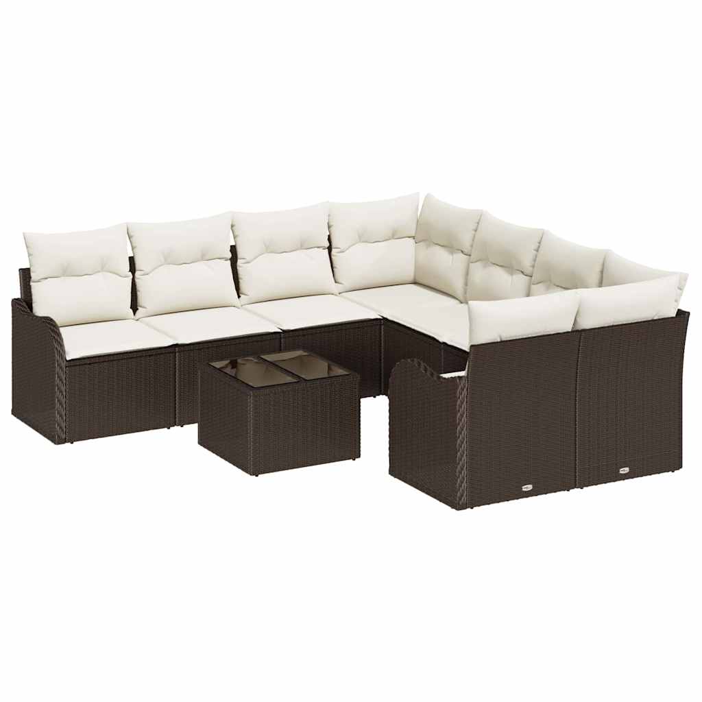 Garten-Sofa-Set 9 pcs Braun 55 x 55 x 37 cm Poly Rattan