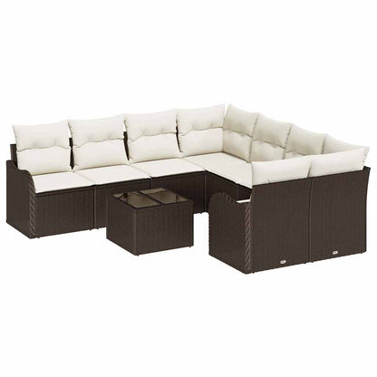 Garten-Sofa-Set 9 pcs Braun 55 x 55 x 37 cm Poly Rattan