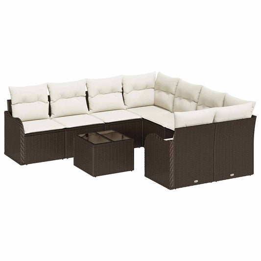 Garten-Sofa-Set 9 pcs Braun 55 x 55 x 37 cm Poly Rattan