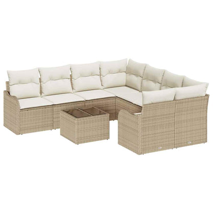 Garten-Sofa-Set 9 pcs Beige 55 x 55 x 37 cm Poly Rattan