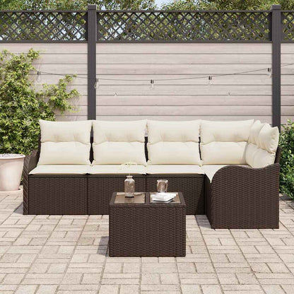 Garten-Sofa-Set mit Kissen 6 pcs Braun Poly Rattan