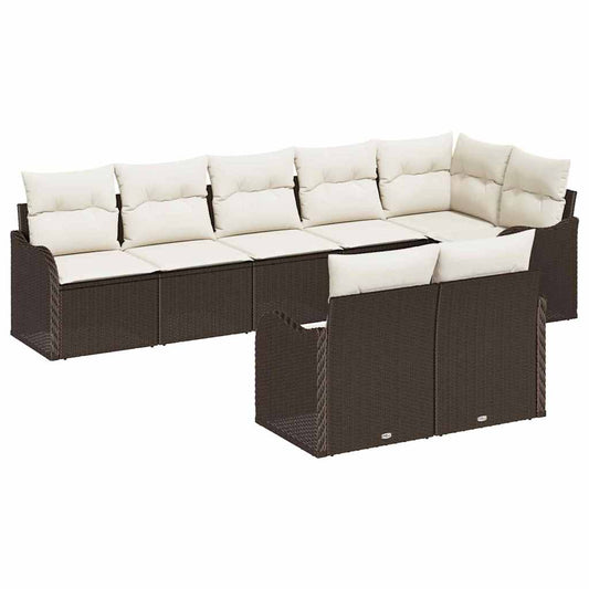 Garten-Sofa-Set mit Kissen 8 pcs Braun Poly Rattan