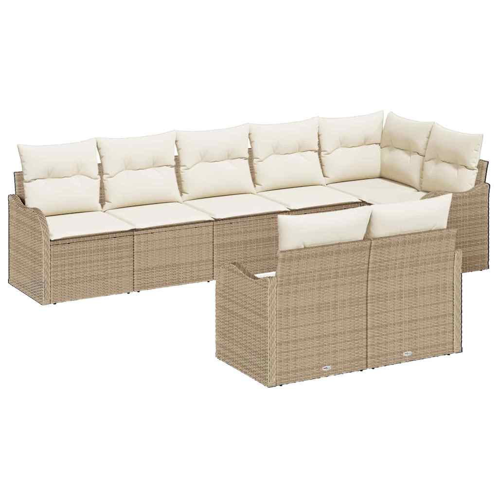 Gartensofa-set Beige Poly-Rattan