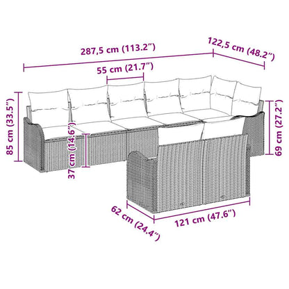 Garten-Sofa-Set mit Kissen 8 pcs Schwarz Poly Rattan