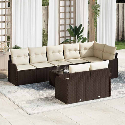 Garten-Sofa-Set mit Kissen 9 pcs Braun Poly Rattan