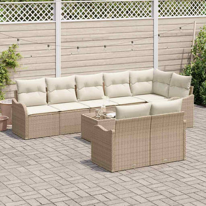 Gartensofa-set 9 pcs Beige Poly-Rattan