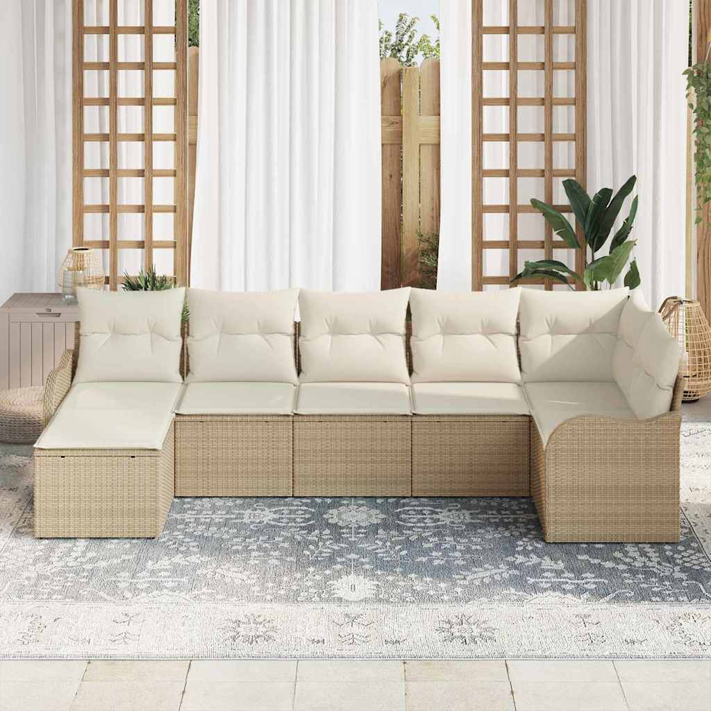 Gartensofa-set 7 pcs Beige Poly-Rattan