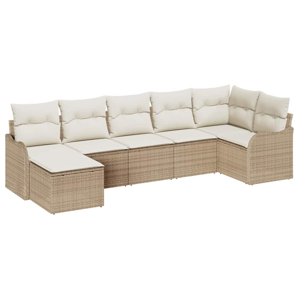 Gartensofa-set 7 pcs Beige Poly-Rattan