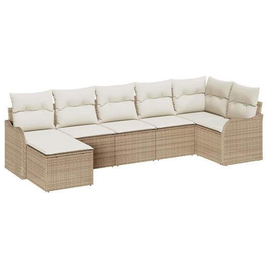 Gartensofa-set 7 pcs Beige Poly-Rattan