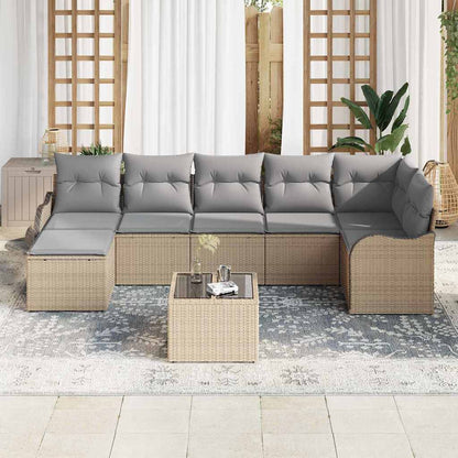 Garten-Sofa-Set mit Kissen 8 pcs Beige Poly Rattan