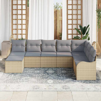 Garten-Sofa-Set mit Kissen 8 pcs Beige Poly Rattan