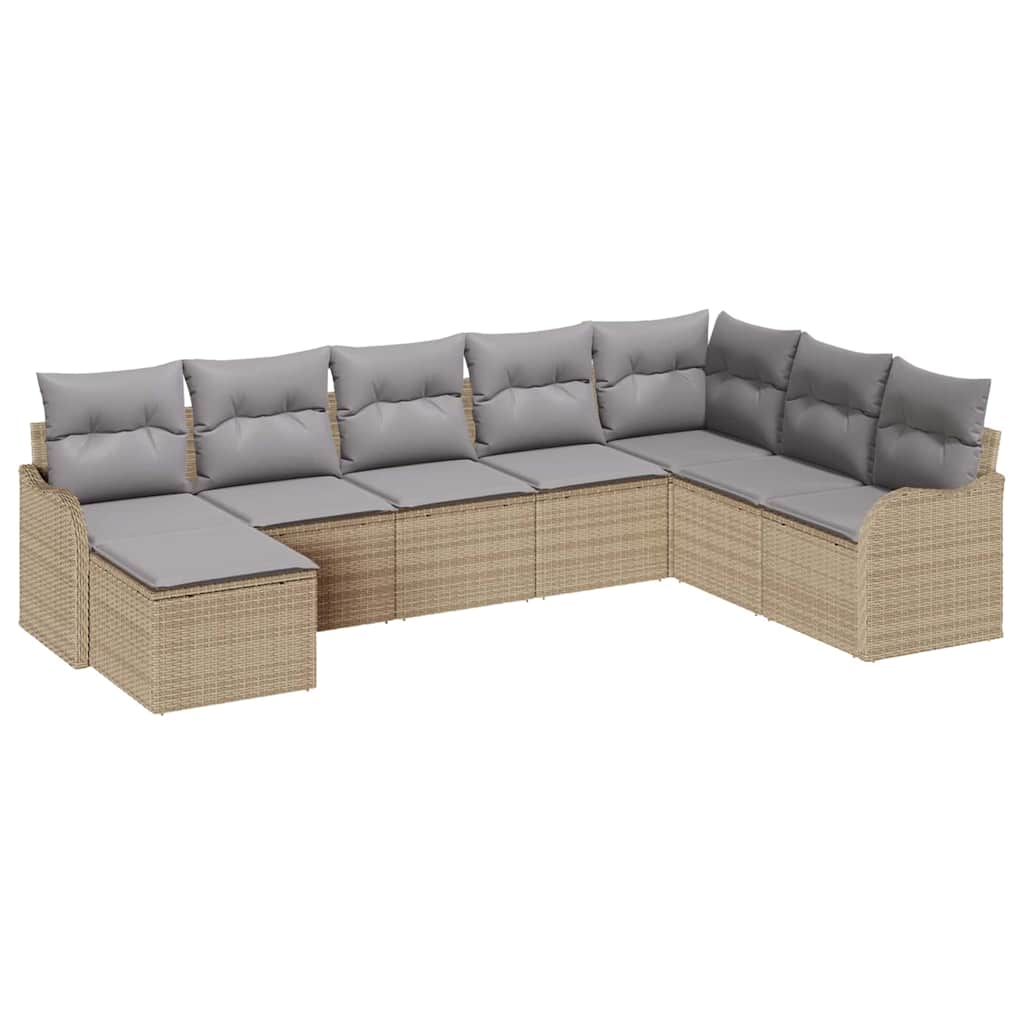 Garten-Sofa-Set mit Kissen 8 pcs Beige Poly Rattan