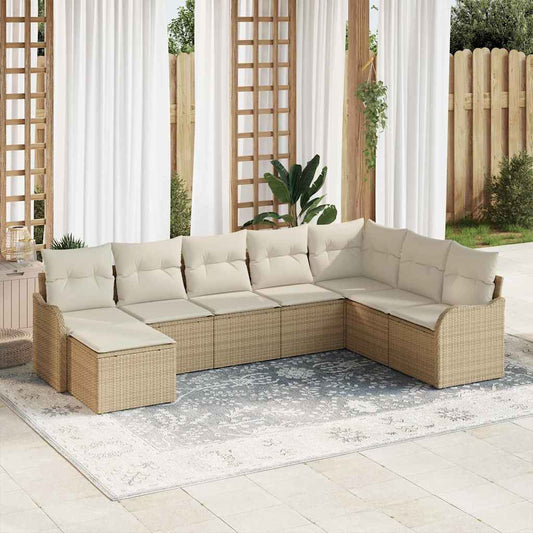 Gartensofa-set 8 pcs Beige Poly-Rattan