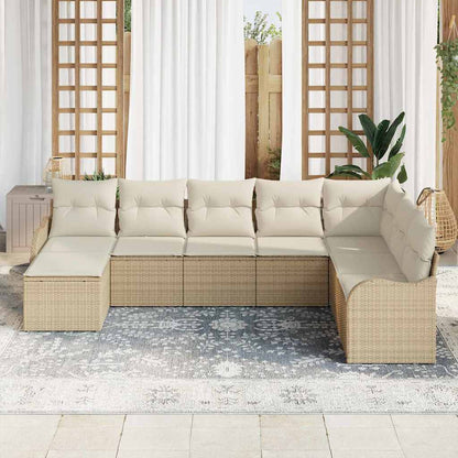 Gartensofa-set 8 pcs Beige Poly-Rattan