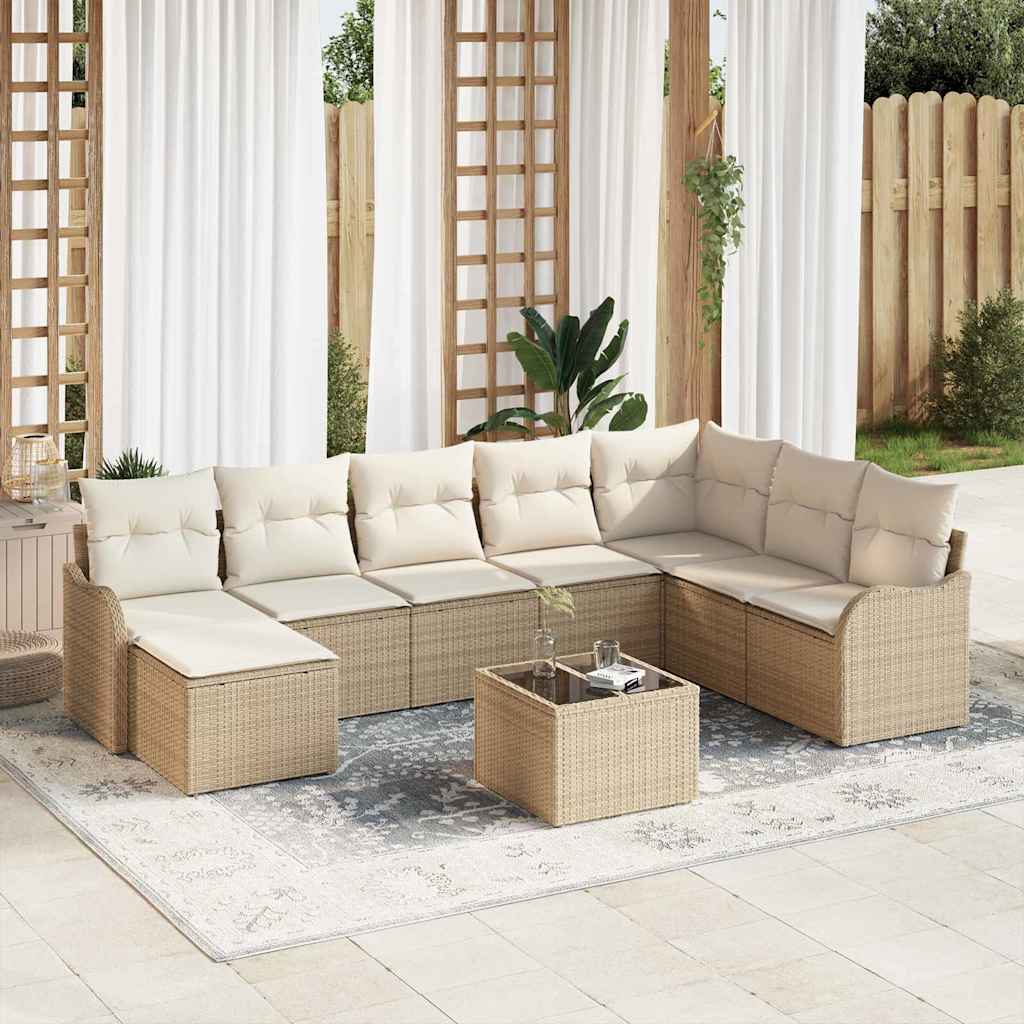 Gartensofa-set Beige Poly-Rattan