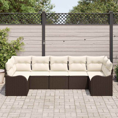 Garten-Sofa-Set mit Kissen 7 pcs Braun Poly Rattan