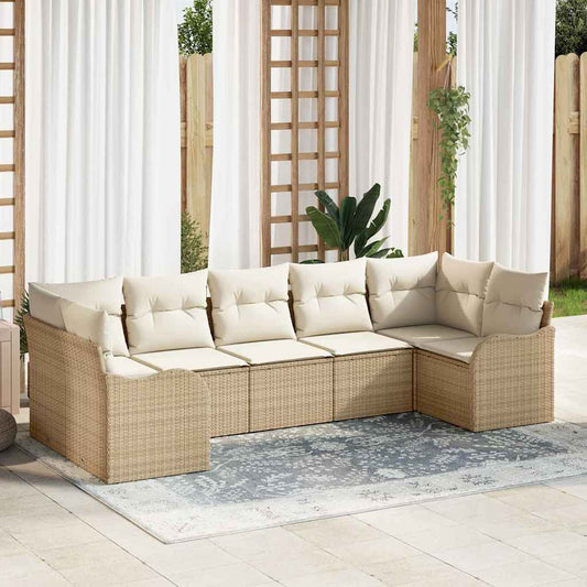 Gartensofa-set Beige Poly-Rattan