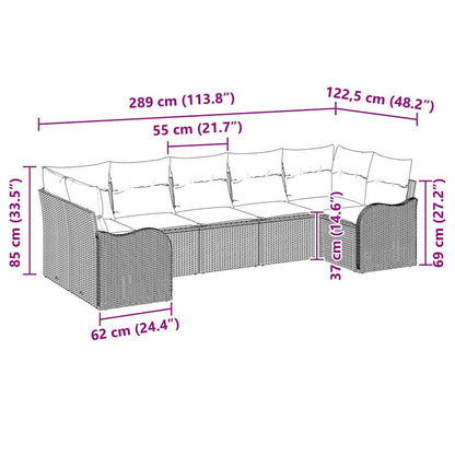 Garten-Sofa-Set mit Kissen 7 pcs Schwarz Poly Rattan