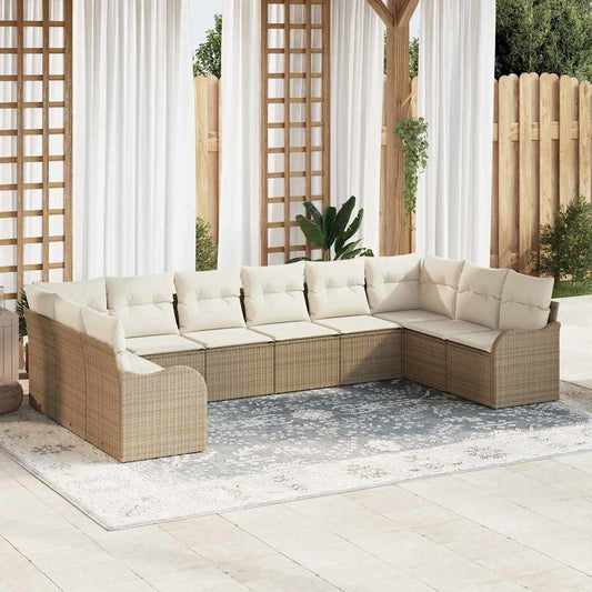 Gartensofa-set Beige Poly-Rattan