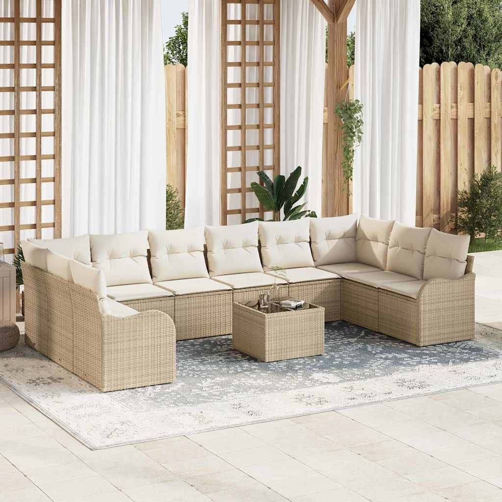 Gartensofa-set 11 pcs Beige Poly-Rattan