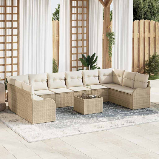 Gartensofa-set 11 pcs Beige Poly-Rattan