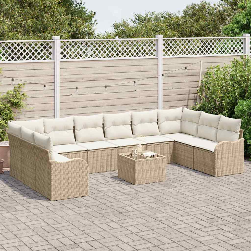 Gartensofa-set 11 pcs Beige Poly-Rattan