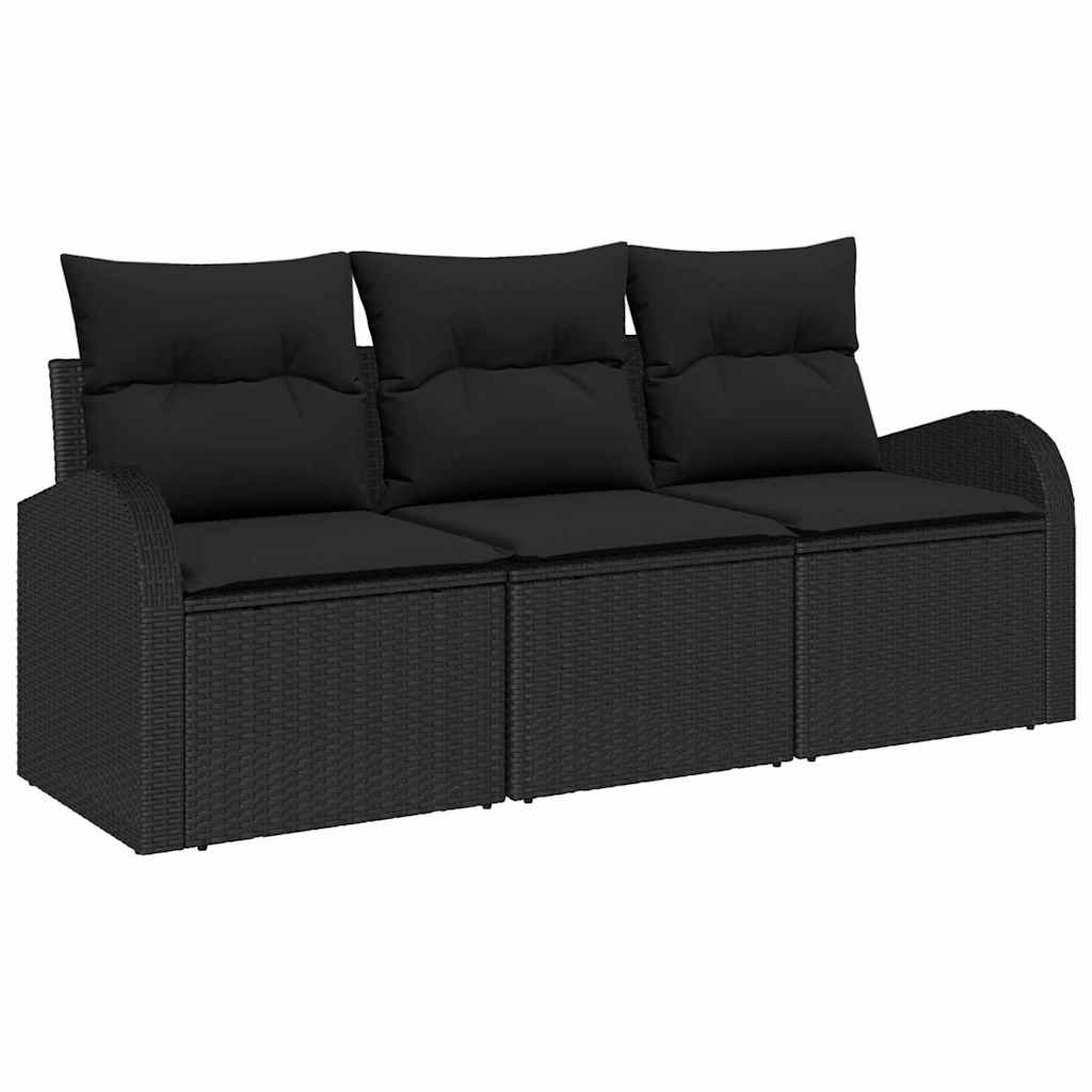 Gartensofa-set Schwarz Poly-Rattan
