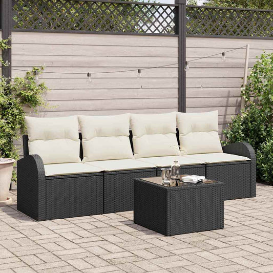 Garten-Sofa-Set 5 pcs Schwarz 55 x 55 x 37 cm Poly Rattan