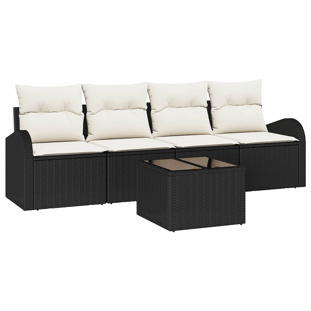 Garten-Sofa-Set 5 pcs Schwarz 55 x 55 x 37 cm Poly Rattan