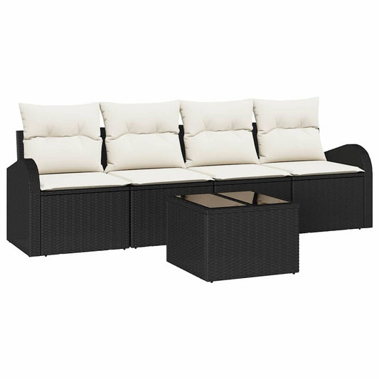 Garten-Sofa-Set 5 pcs Schwarz 55 x 55 x 37 cm Poly Rattan