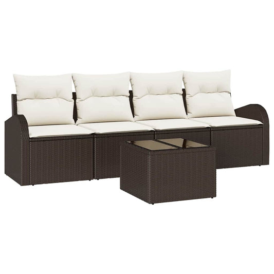 Garten-Sofa-Set 5 pcs Braun 55 x 55 x 37 cm Poly Rattan