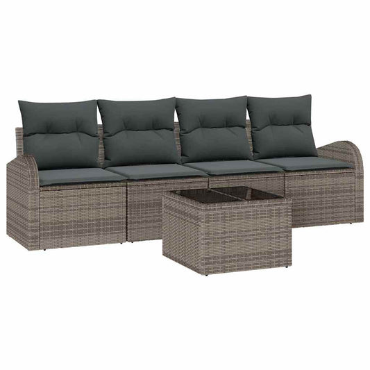 Garten-Sofa-Set 5 pcs Grau 55 x 55 x 37 cm Poly Rattan