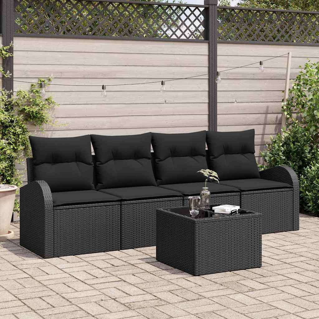 Garten-Sofa-Set 5 pcs Schwarz 55 x 55 x 37 cm Poly Rattan
