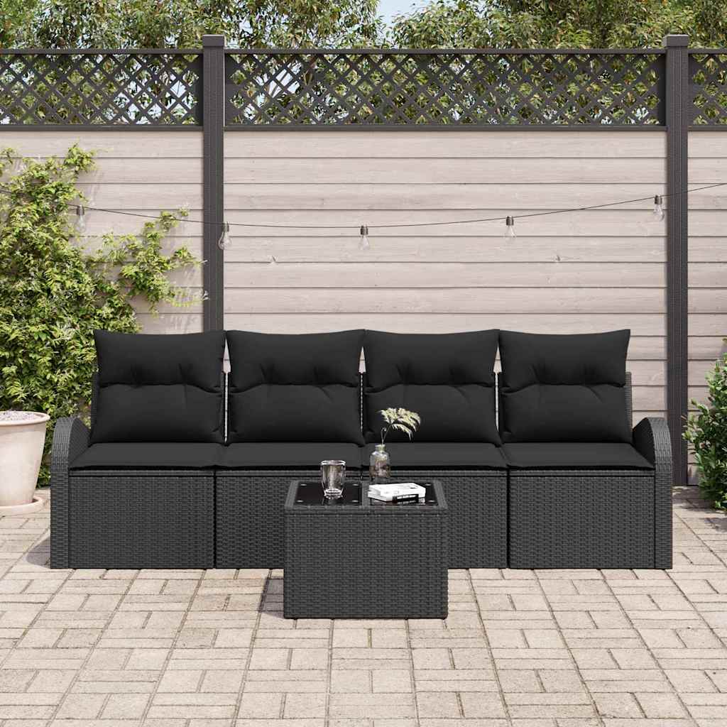 Garten-Sofa-Set 5 pcs Schwarz 55 x 55 x 37 cm Poly Rattan