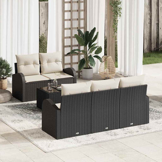 Garten-Sofa-Set 6 pcs Schwarz 55 x 55 x 37 cm Poly Rattan