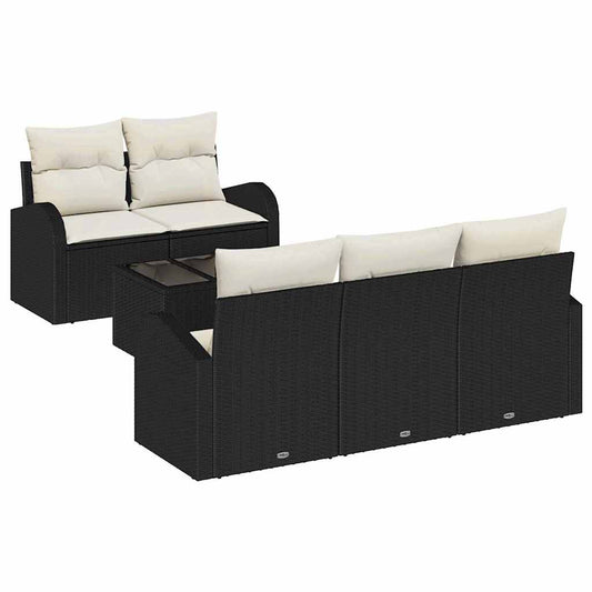 Garten-Sofa-Set 6 pcs Schwarz 55 x 55 x 37 cm Poly Rattan