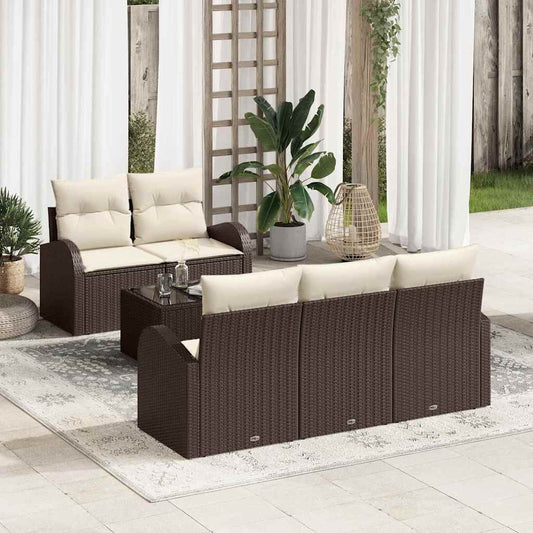 Garten-Sofa-Set 6 pcs Braun 55 x 55 x 37 cm Poly Rattan