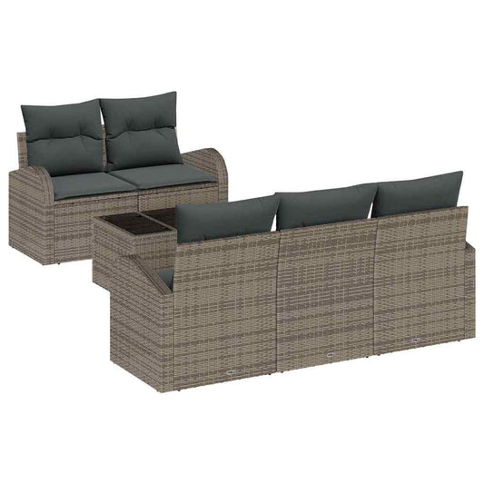 Garten-Sofa-Set 6 pcs Grau 55 x 55 x 37 cm Poly Rattan