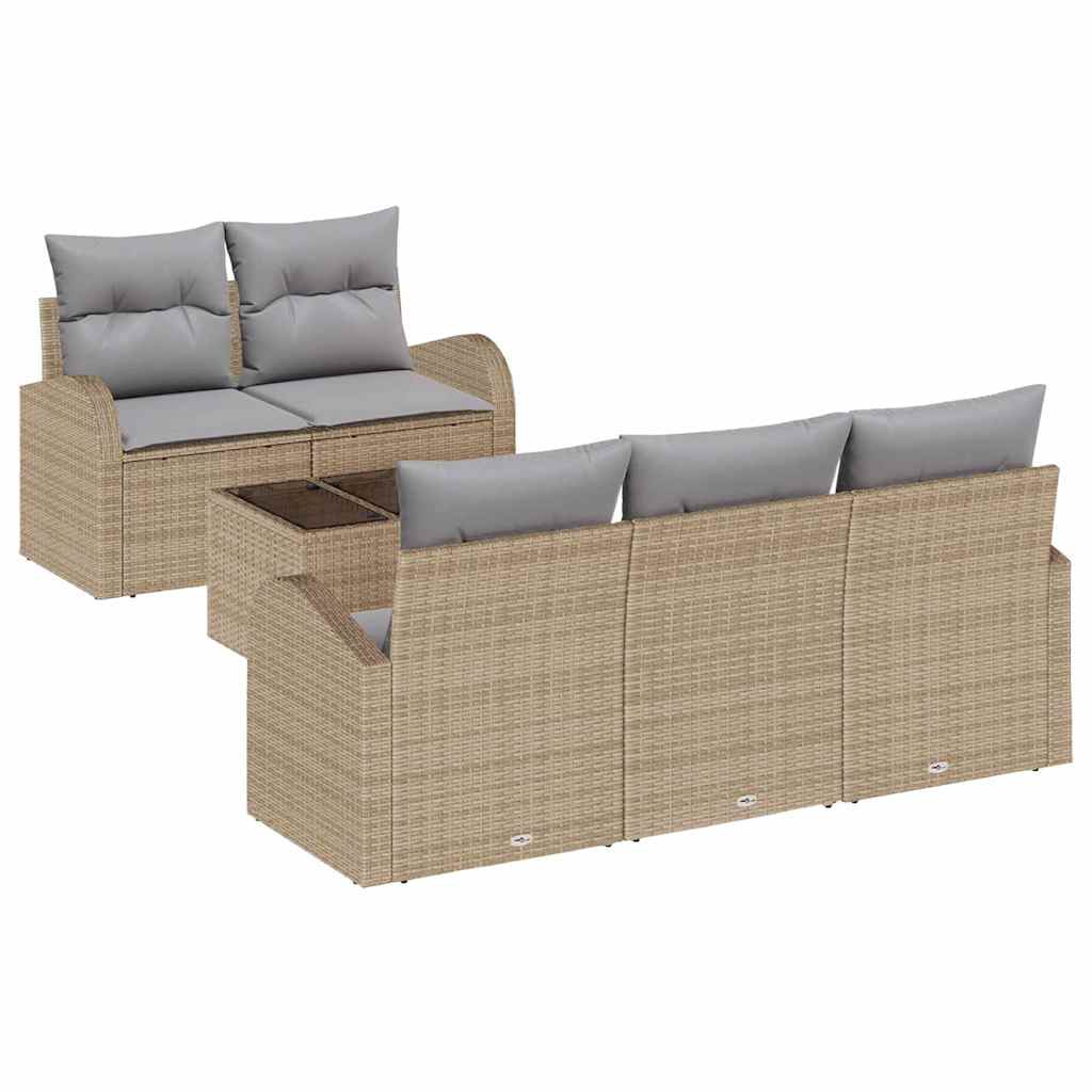 Garten-Sofa-Set 6 pcs Beige 55 x 55 x 37 cm Poly Rattan