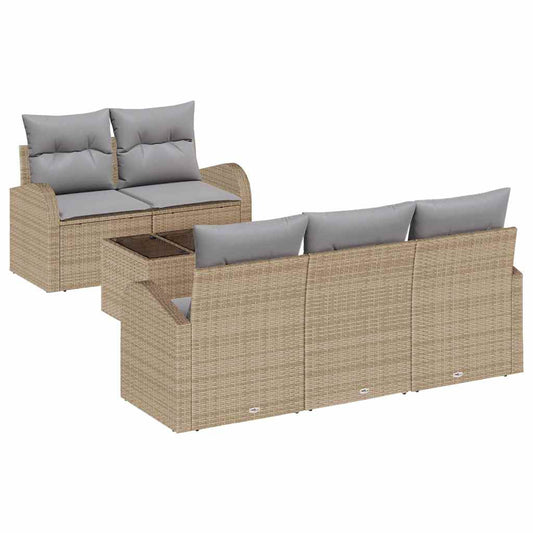 Garten-Sofa-Set 6 pcs Beige 55 x 55 x 37 cm Poly Rattan