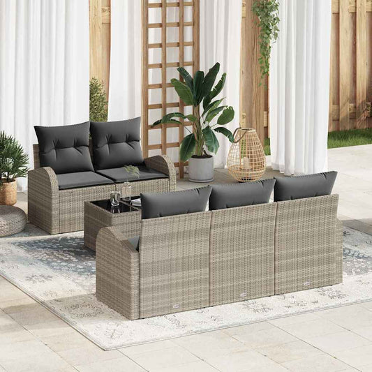 Garten-Sofa-Set 6 pcs Hellgrau 55 x 55 x 37 cm Poly Rattan