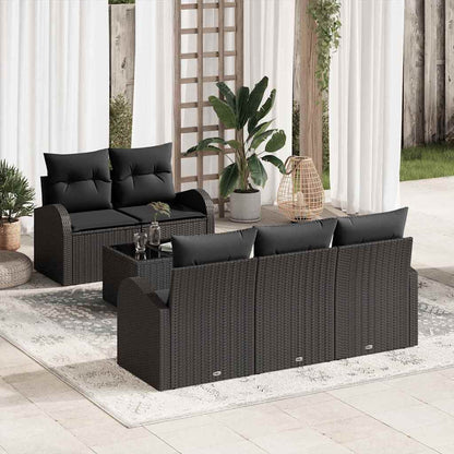 Garten-Sofa-Set 6 pcs Schwarz 55 x 55 x 37 cm Poly Rattan