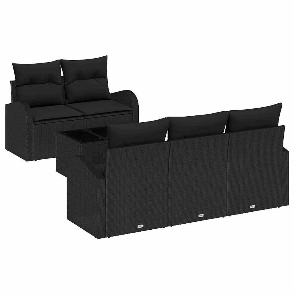 Garten-Sofa-Set 6 pcs Schwarz 55 x 55 x 37 cm Poly Rattan