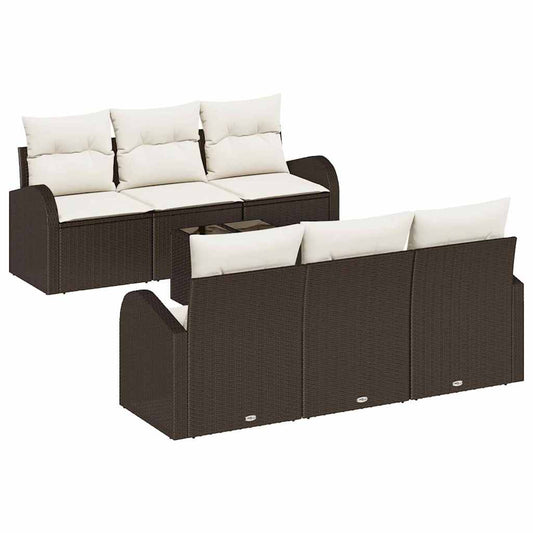 Garten-Sofa-Set 7 pcs Braun 55 x 55 x 37 cm Poly Rattan