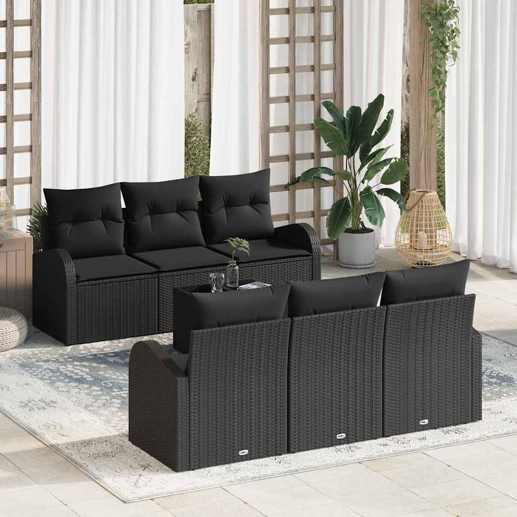 Garten-Sofa-Set 7 pcs Schwarz 55 x 55 x 37 cm Poly Rattan
