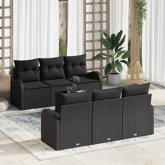 Garten-Sofa-Set 7 pcs Schwarz 55 x 55 x 37 cm Poly Rattan