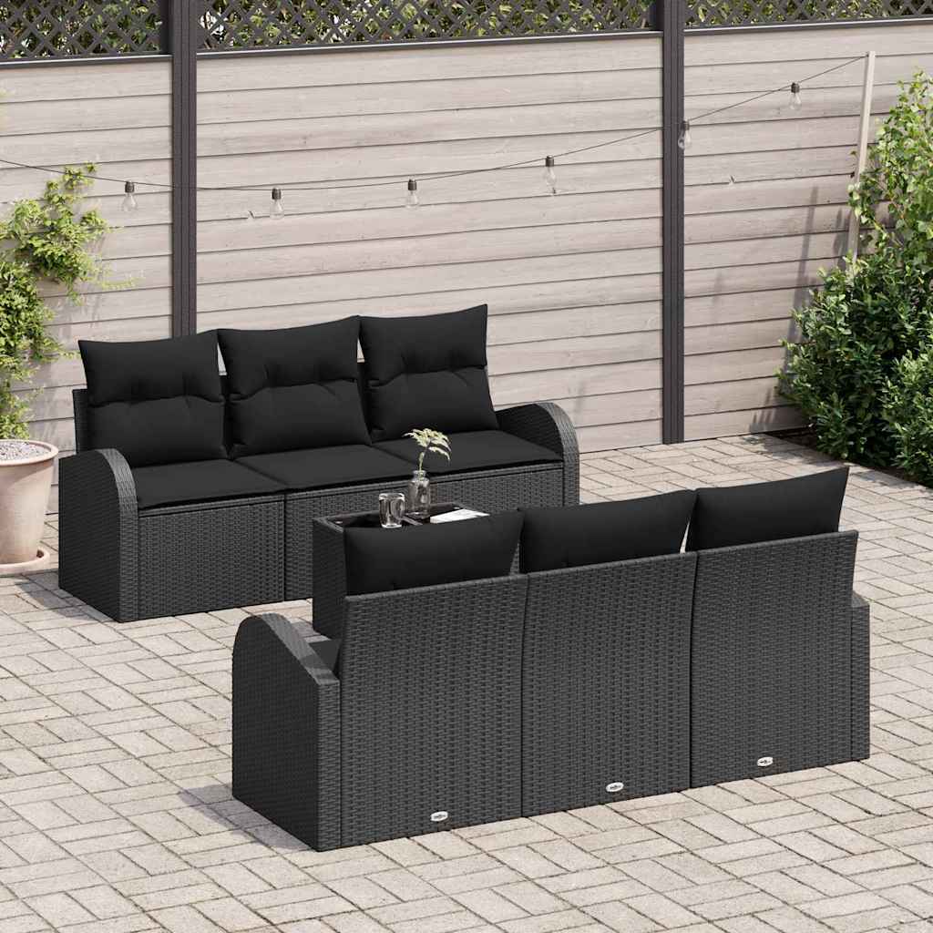 Garten-Sofa-Set 7 pcs Schwarz 55 x 55 x 37 cm Poly Rattan