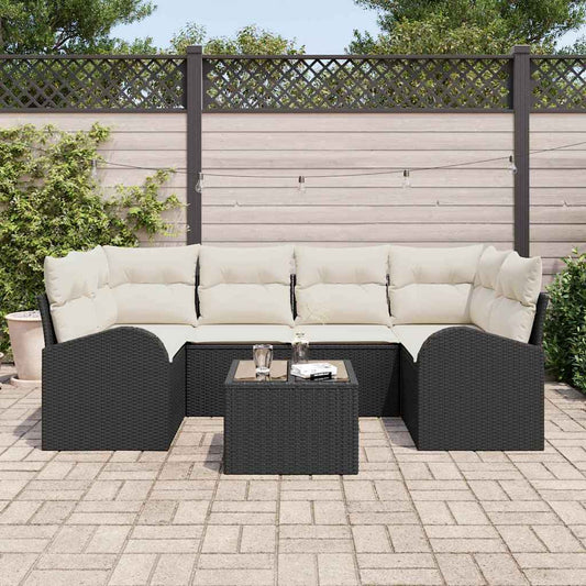 Garten-Sofa-Set 7 pcs Schwarz 55 x 55 x 37 cm Poly Rattan